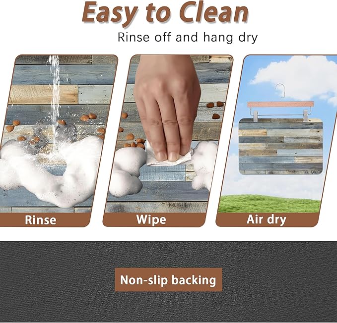 Vintage Barn Wooden Dog Cat Food Mat, Rustic Wood GrainAbsorbent Pet Feeding Mat - Image 4