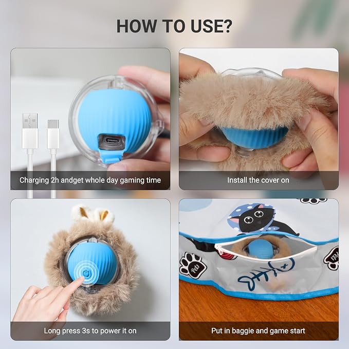 Interactive Cat Toys for Indoor Cats Automatic Motion Activated Moving Ball - Image 7