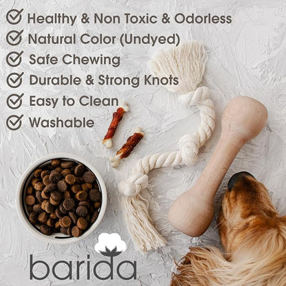 Barida Natural White Cotton Tough Dog Rope Toy - Image 7
