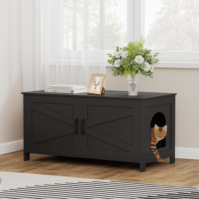 Homhedy 39.4" L Cat Litter Box Enclosure, Pet House - Image 6