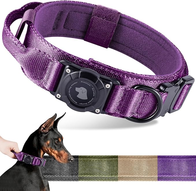 2025 Upgrade Waterproof AirTag Dog Collar, Military Tactical Dog Collar by ODOKELE