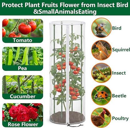 2 Pcs Garden Bird Netting for Round Plant Cage, Tomato Trellis Insect Bird - Image 5