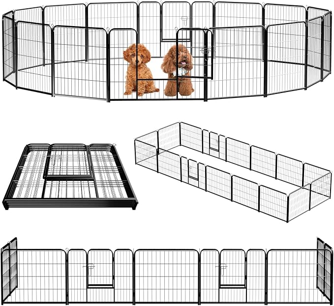 NEWBULIG Dog Playpen 16 Panels 24" Height Foldable Heavy Duty Metal Dog by NEWBULIG