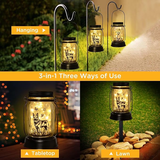 German Shepherd Gifts for Women/Men, German Shepherd Solar Lanterns Dog Mom - Image 3