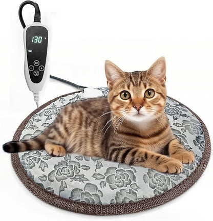 Cat Heating Pad Round with Smart Thermostat Switch and Power Line Protection by Afullrangeofservicesforyourpet