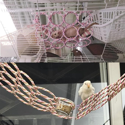 Bird Swing Climbing Rope Net Toys 14" x 24" Parakeet Hemp Rope Perch Swing - Image 8