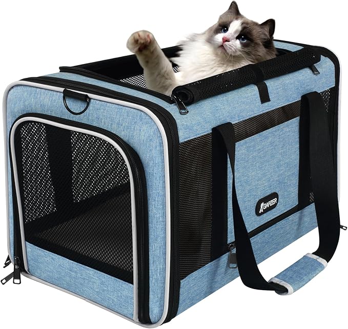 Cat Carrier 18 x 11 x 11 Top Loading Soft-Sided Pet Travel Bag Over 15lbs - Image 9