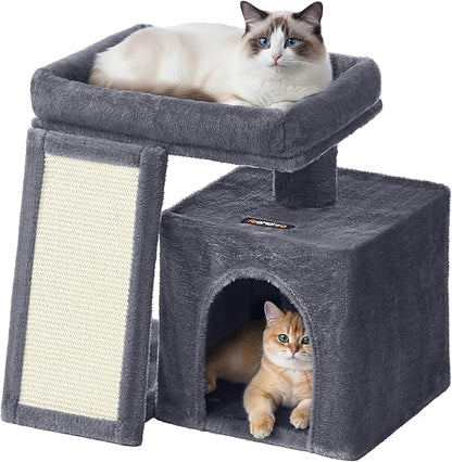 Feandrea Small Cat Tree, Cat Tower Condo, Scratching Ramp, Large Top Perch by FeandreabySONGMICSHOME