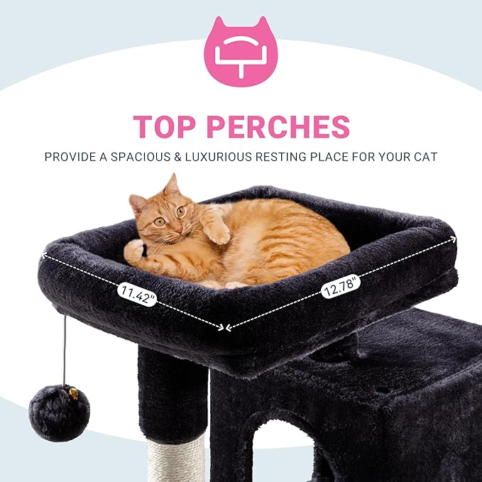Allewie 29 Inches Cat Tree Tower/Plush Perches Platform/Condo/House/Sisal - Image 4