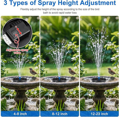 Solar Fountain Pump with 3 Spray Height Adjustments, Upgraded Glass Solar Bird - Image 4