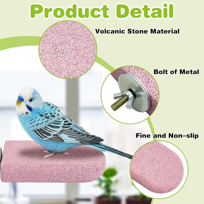 PINVNBY 3 PCS Bird Perches Calcium Parrot Perch Stand Bird Beak Grinding Stone - Image 3