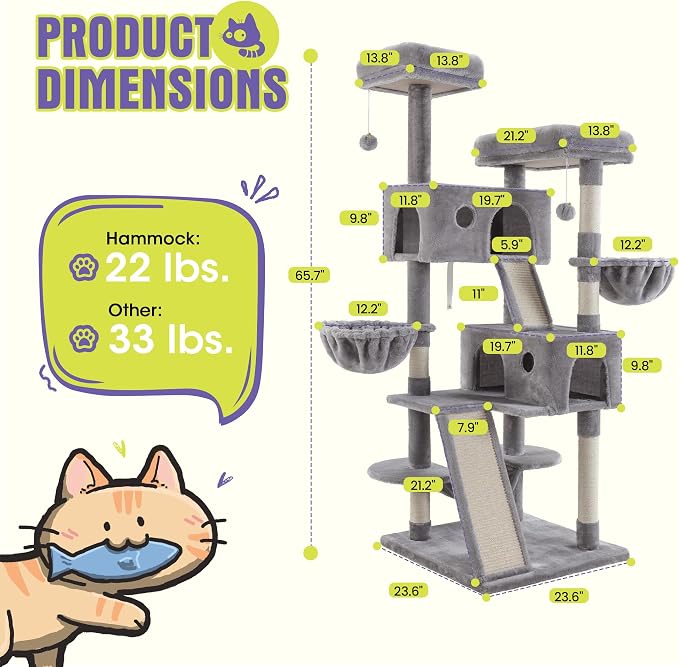 WEEWAY Cat Tree Tower for Indoor Cats, Stand House Condo Cave, Sisal Scratching - Image 3