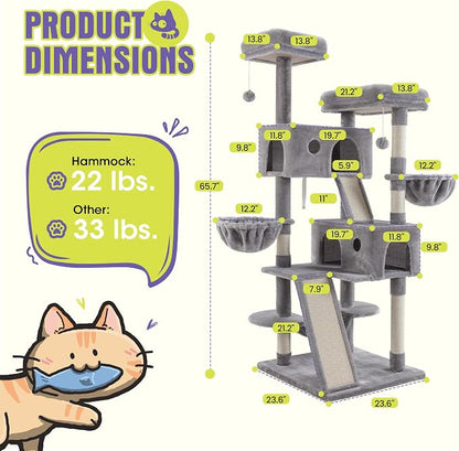 WEEWAY Cat Tree Tower for Indoor Cats, Stand House Condo Cave, Sisal Scratching - Image 3
