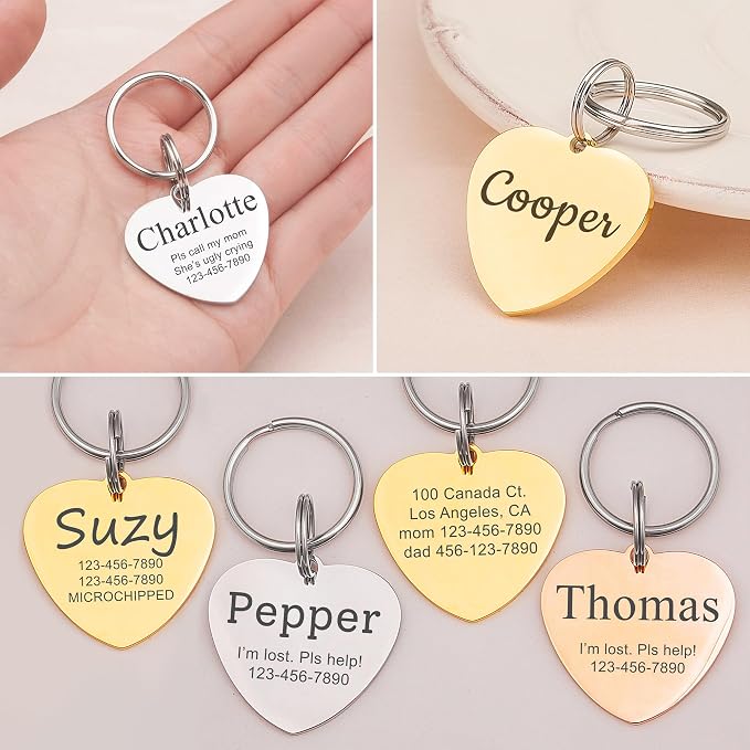 Anavia Personalized Pet ID Tags, Stainless Steel Glossy Laser Engraved Dog Cat - Image 3