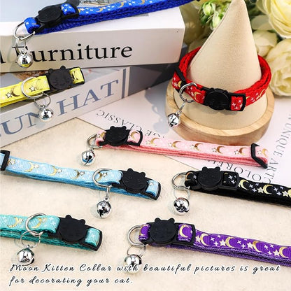 8 PCS Cat Collars with Bell Moons Stars, Reflections Cat Collar with Bells - Image 5