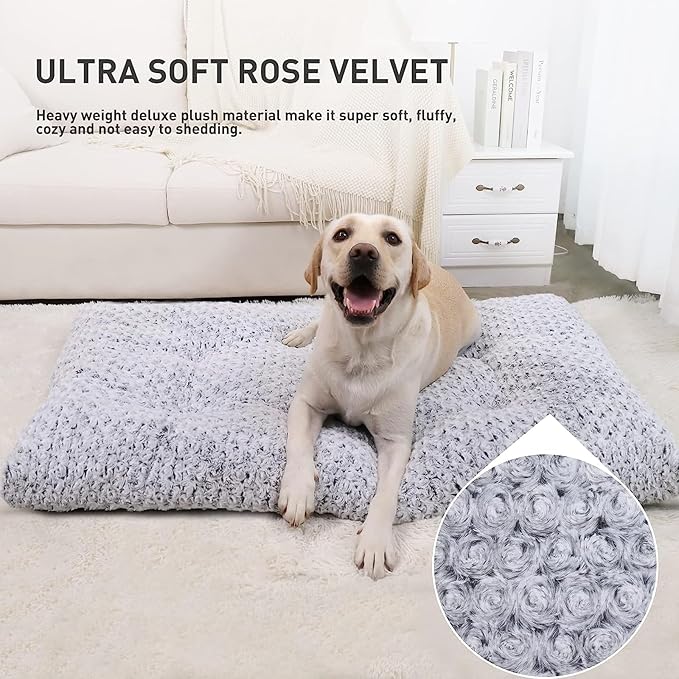KSIIA Washable Dog Bed Deluxe Plush Dog Crate Beds Comfy Kennel Pad Anti-Slip - Image 2