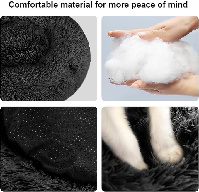 Dog Bed for Small Medium Large Dogs, 24 inch Calming Dogs Bed, Washable-Round - Image 2