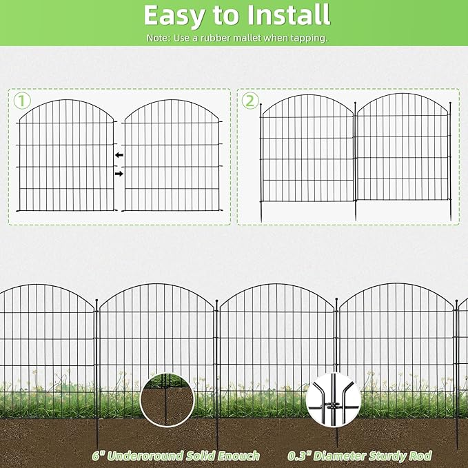 Decorative Garden Fence 32in x12ft, 5 Pack No Dig Fence Animal Barrier - Image 3