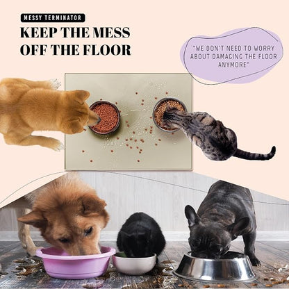 AVERYDAY 100% Waterproof Thicker Silicone Dog Food Mat, 0.63'' Raised Edge Bowl - Image 2