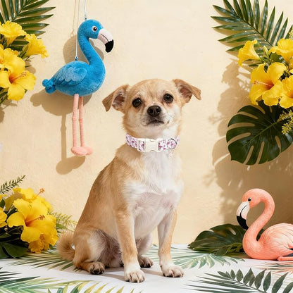 DOGWONG Cute Pet Dog Collar Pink Flamingos Cotton Dog Collar- Soft Girl Puppy - Image 4