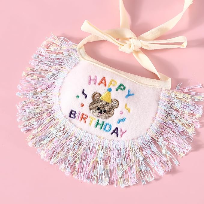 Dog Princess Costumes Puppy Birthday Bandana Scarf and Party Hat Cute Lace Dog - Image 5