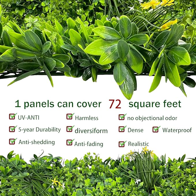 Artificial Plant Wall Roll: 72 X144 in UV-Anti Ivy Privacy Fence Screen Faux - Image 3