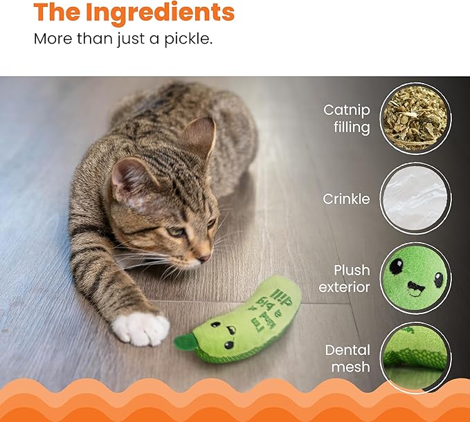 Catstages Crunchy Pickle Kicker Cat Toy – Plush Crinkle Toy - Image 5