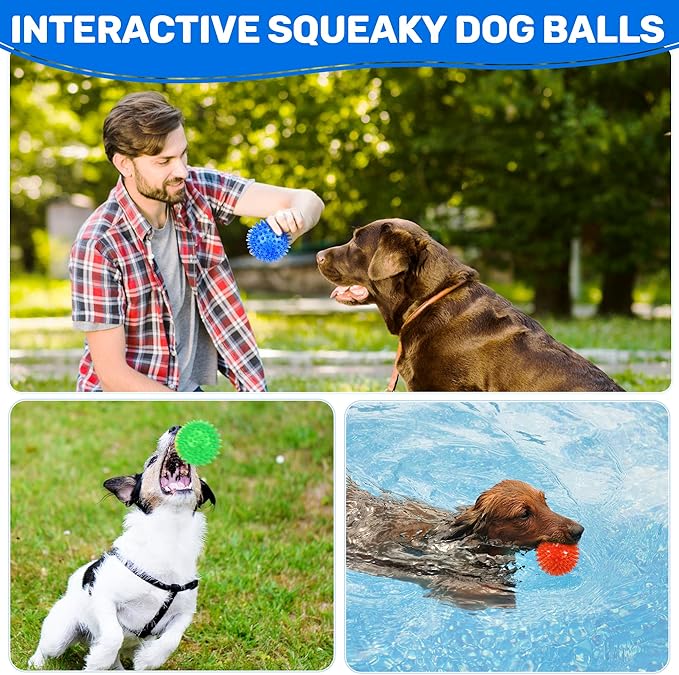 6 Pack 2.5" Light Up Squeaky Dog Balls, Spiky Dog Toy Balls - Image 5