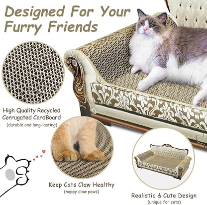 Luxury Cardboard Cat Scratcher Sofa Bed, Couch Shaped Scratching Board - Image 2
