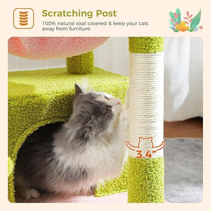 PEQULTI 4-in-1 Multi-Level Cat Tower, Scratching Post - Image 4