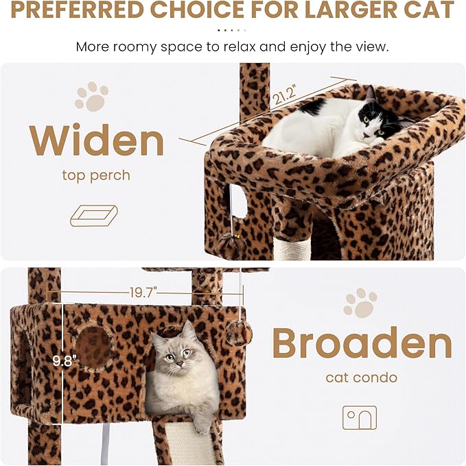 SHA CERLIN 65in Larger Cat Tree Tower Condo - Image 3