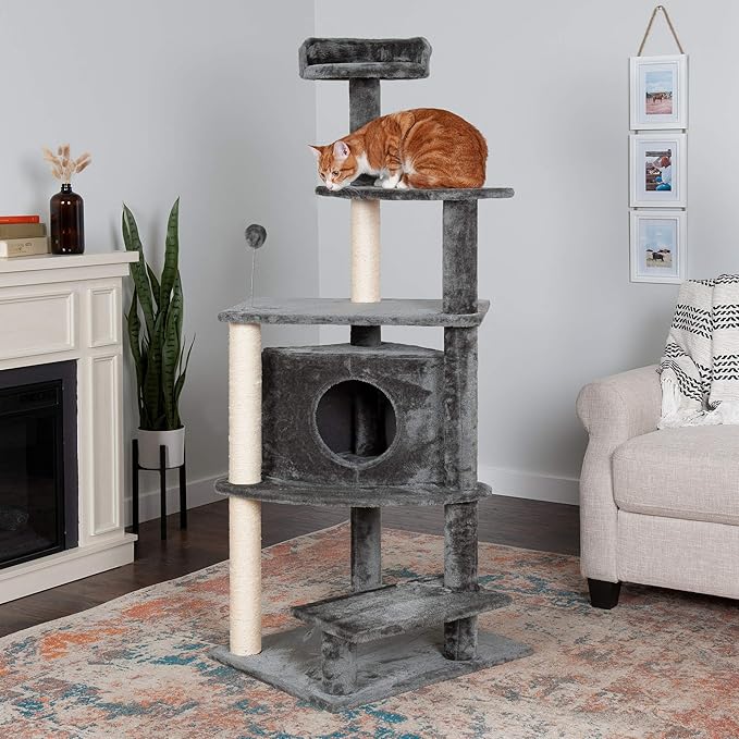Furhaven 59.8" Tall Cat Tree for Indoor Cats, Ft. Sisal Scratching Posts - Image 2