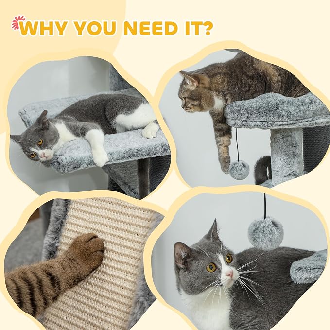 PawHut Floor to Ceiling Cat Tree, Scratching Posts & Ramp - Image 6