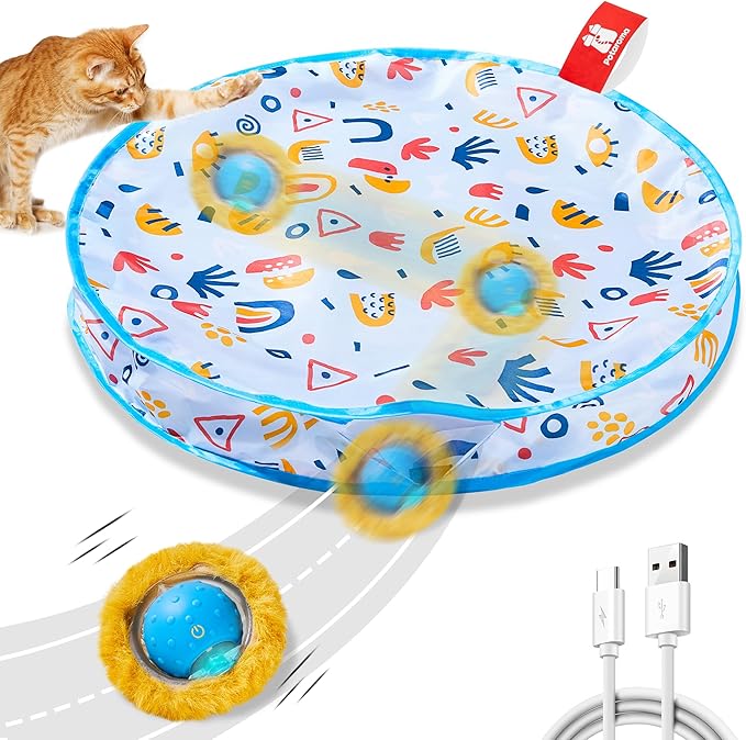 Potaroma Interactive Cat Toys, Fast Moving Ball in Play Mat, Automatic Motion by Potaroma