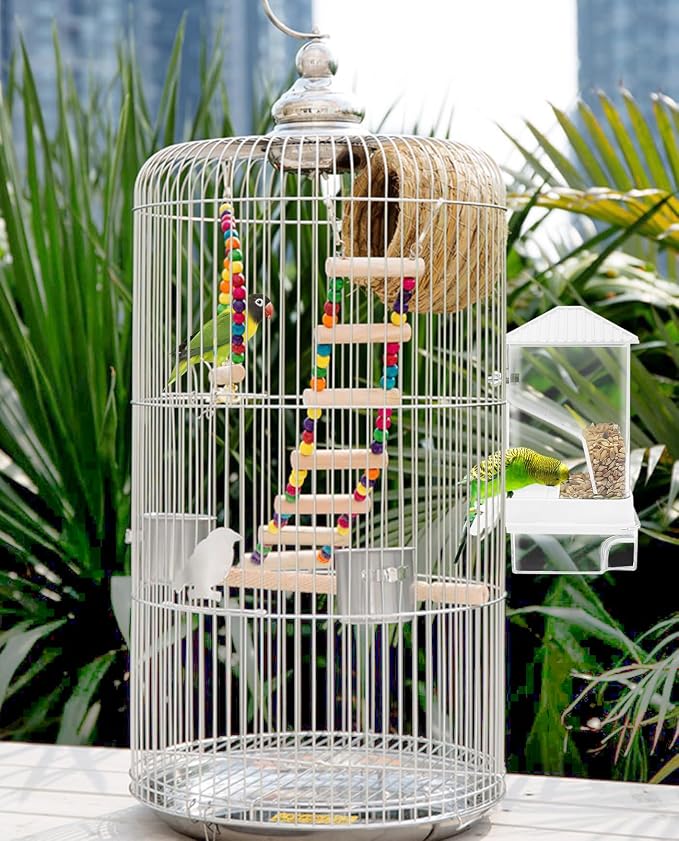 Hamiledyi Automatic Bird Feeder No Mess Bird Cage Feeder Seed Food Container - Image 3