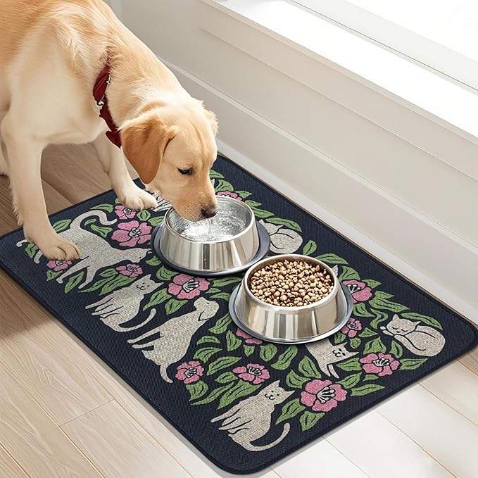 SHIYUE Dog Food Mats for Floors, Absorbent Cat Bowl for Food and Water - Image 6