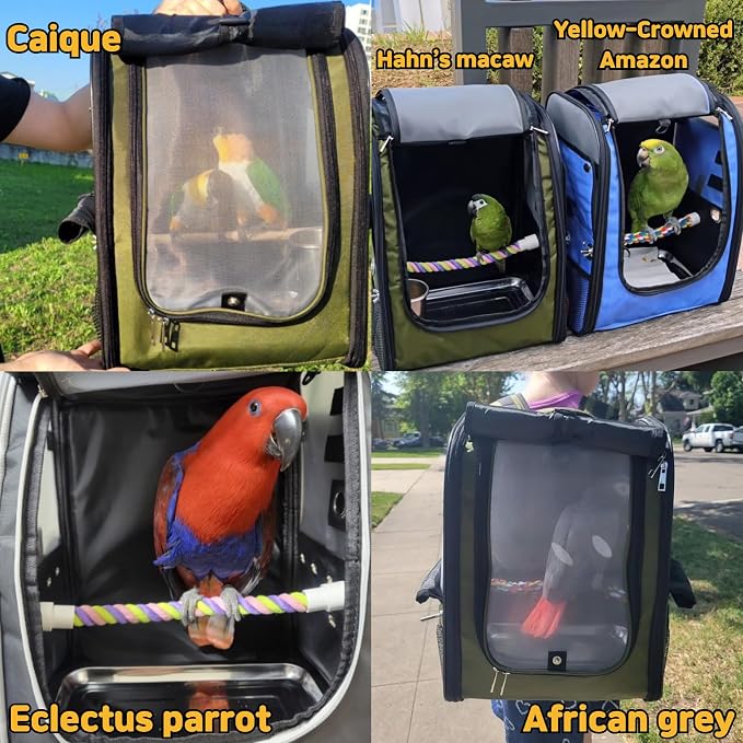 Birds Day Bird Carrier Backpack-Parrot Travel Cage - Image 7