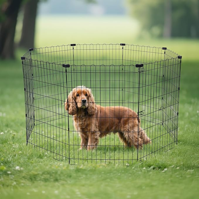 Amazon Basics Portable Foldable Octagonal Metal Exercise Dog Playpen, - Image 7