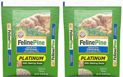 Feline Pine Platinum Non-Clumping Cat Litter, Feline Pine Cat Litter 18lb by ARMHAMMER