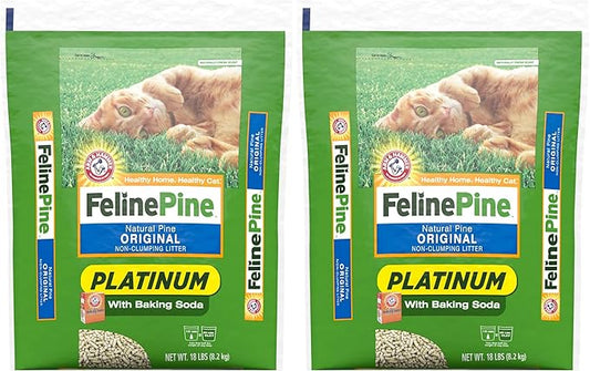Feline Pine Platinum Non-Clumping Cat Litter, Feline Pine Cat Litter 18lb by ARMHAMMER