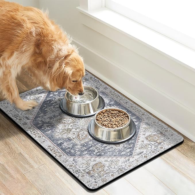 Dog Food Mats for Floors, Absorbent Dog Bowl Mat for Food and Water Dispenser - Image 2