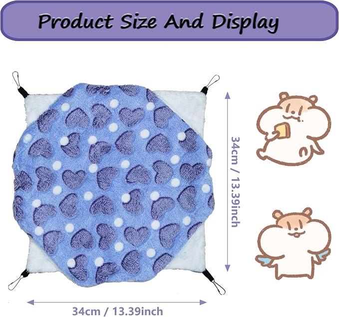 Cat Hammock for Cage, Soft Warm Hanging Bed for Kitten, Guinea Pig, Chinchilla - Image 3