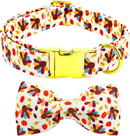 Thanksgiving Dog Collar, Turkey Dogs Collars Bow Tie Pet Collar Adjustable Pet by BoboRainbow