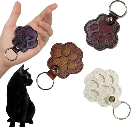 3PCS Cats & Dogs Pet Paw Print Keychain – White Leather Memorial Keychain Holds by Unknown