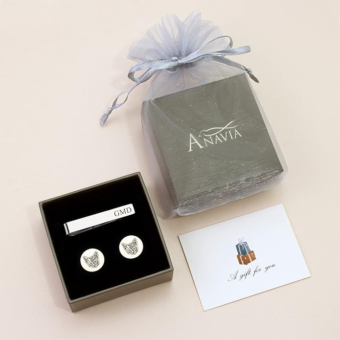 Anavia Pet Portrait & Handwriting Cufflinks Tie Clip Gift Box Set, Personalized - Image 7