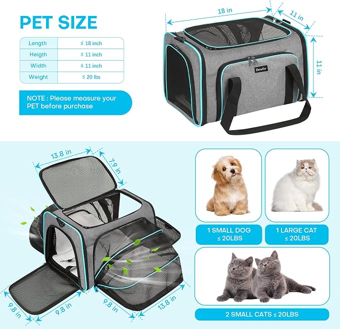 Premium Pet Carrier – Dog & Cat Travel Bag, Airline Approved, Soft-Sided Design - Image 5