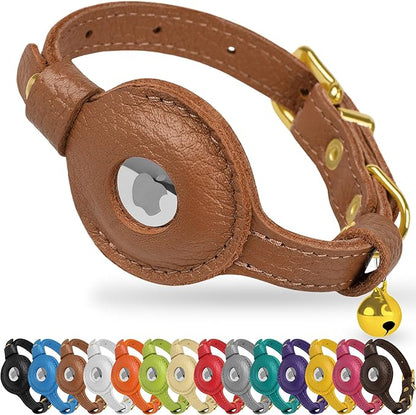 OOPSDOGGY Leather AirTag Cat Collar by OOPSDOGGY