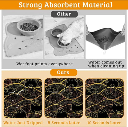 Japanese Cats Feeding Mat, Absorbent Quick-Dry Cat Dog Food and Water Bowl Mats - Image 3
