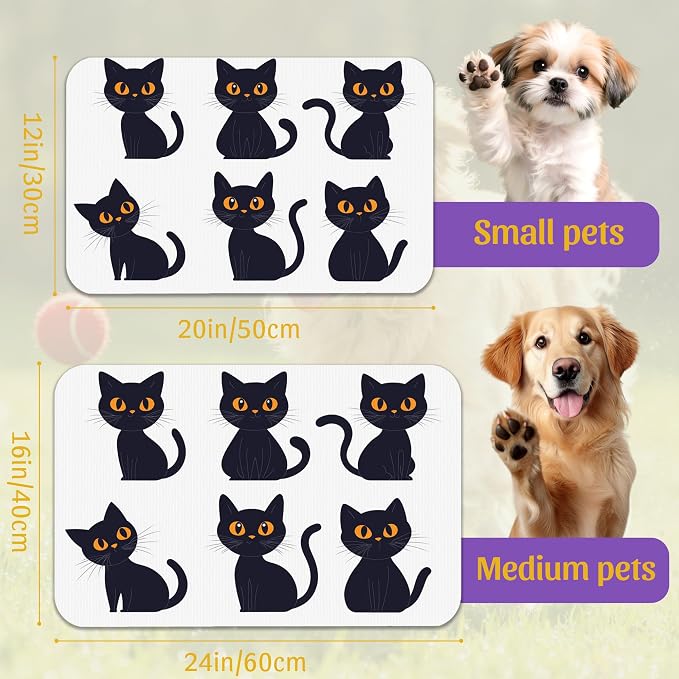 Cute Black Cats Pet Feeding Mat, Absorbent Dog and Cat Bowl Pad, Fast Dry - Image 2
