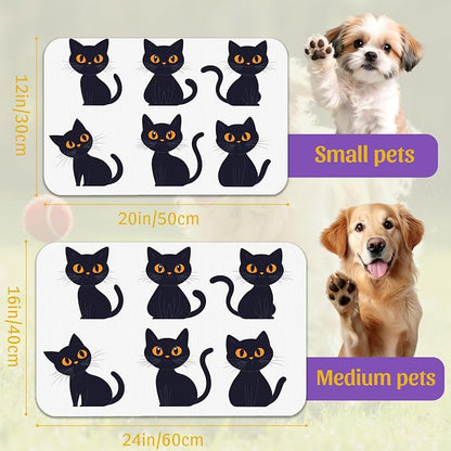 Cute Black Cats Pet Feeding Mat, Absorbent Dog and Cat Bowl Pad, Fast Dry - Image 2